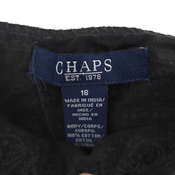 Chaps Boho black & white midi skirt Size 16 tiered A-line peasant - Picture 3 of 6